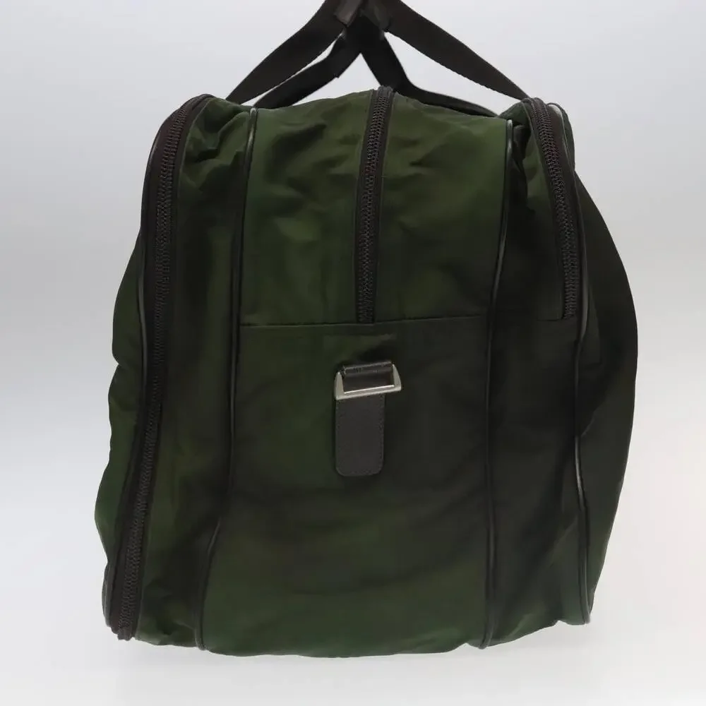 PRADA Boston Bag Nylon Khaki Silver